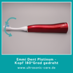 Emmi Dent Platinum - attachment rotated by 180 ° - enables one-handed operation - if you have physical limitations, you can put the toothbrush down and put on the toothpaste